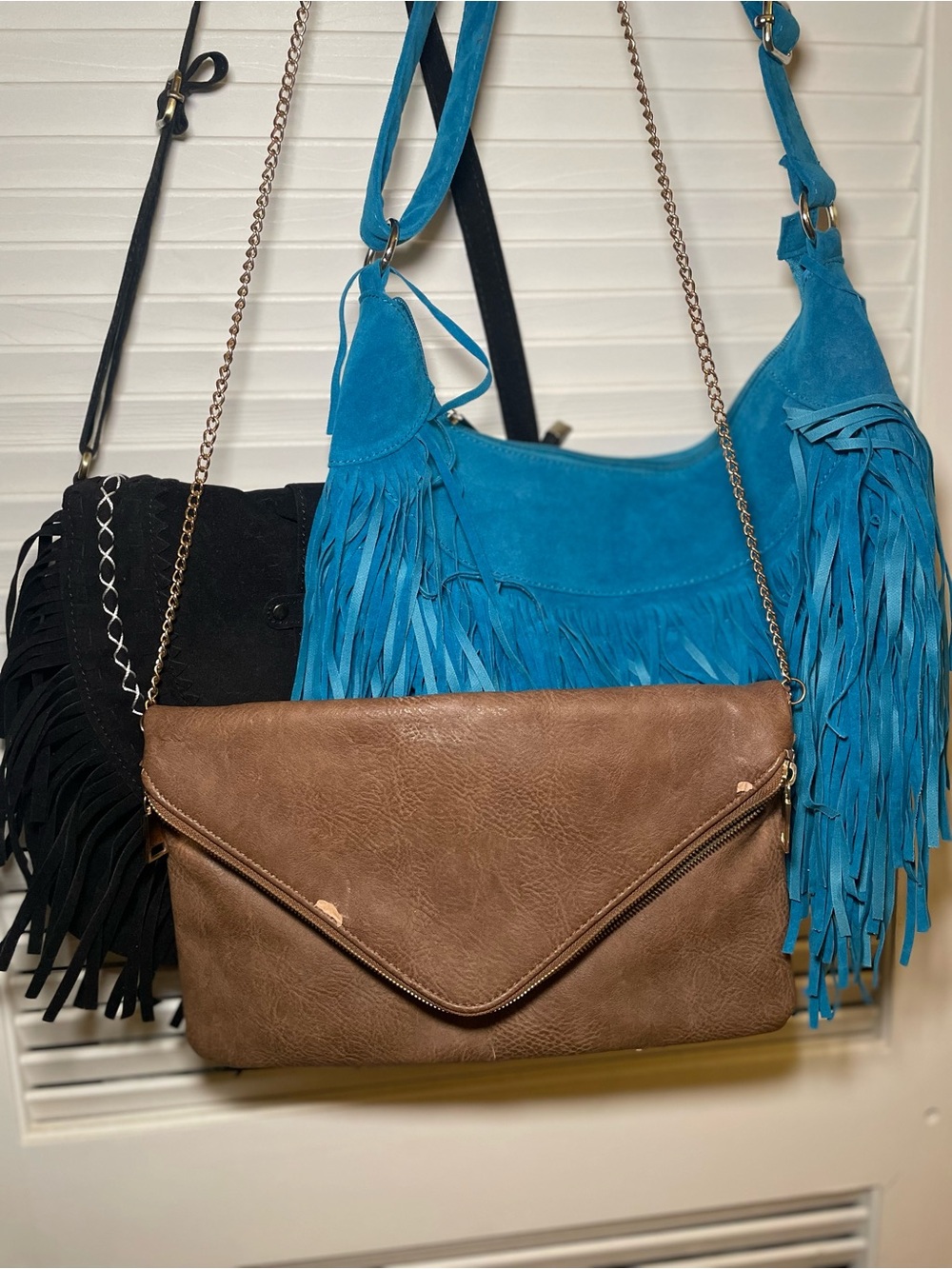 Gold Chain Brown Crossbody Envelope Bag